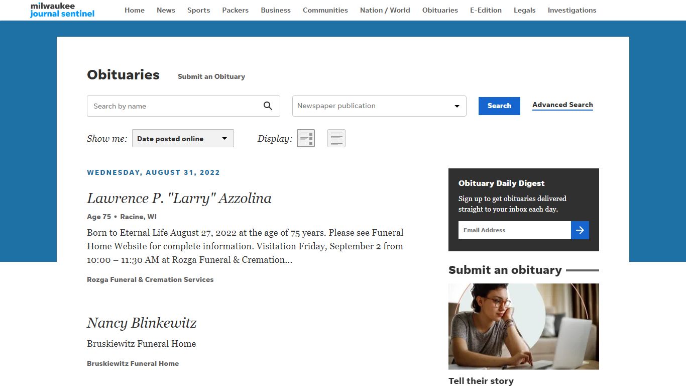 Obituaries in Milwaukee, WI | Milwaukee Journal Sentinel